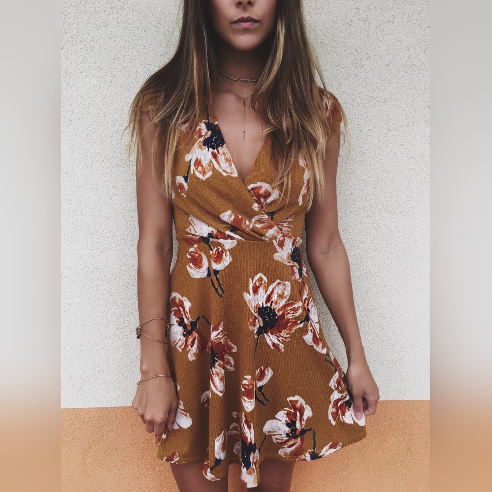 Mustard Floral Dress